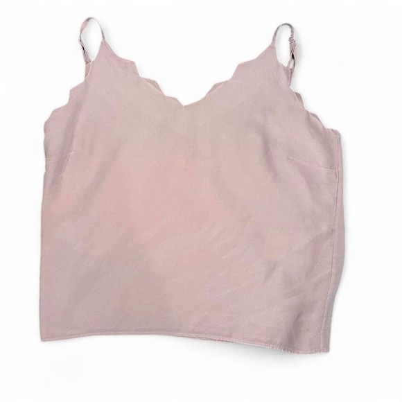 Maje Light Pink Scalloped 100% Silk Tank Top Size 1 US Small - Picture 2 of 8